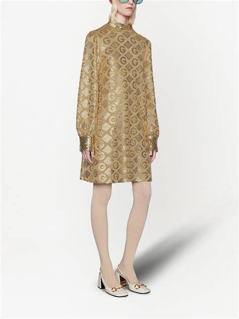 gucci gold lame dress|GG lamé jacquard dress .